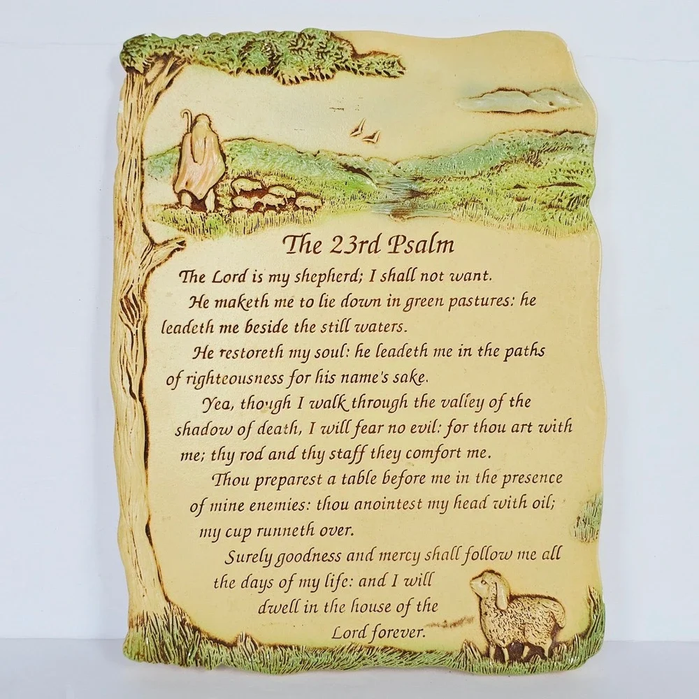 1990 Miller Studio 23rd Psalm Wall Plaque Shepherd Sheep Religious Decor Art